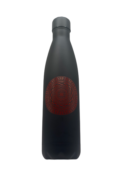 mandala printed black water bottle